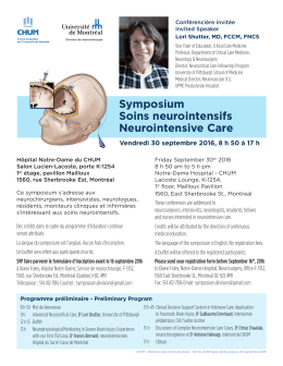 Symposium Soins neurointensifs Neurointensive Care