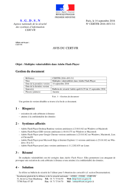 SGDSN AVIS DU CERT-FR Gestion du document 1 - Certa