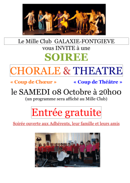 Affiche soirée Théâtre-Chorale - Mille Club Galaxie Fontgiève