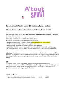 Sport A`tout Pluriel Carte 20 Unités Adulte / Enfant