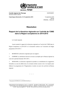 EUR/RC66/R1: Report of the Regional Director on