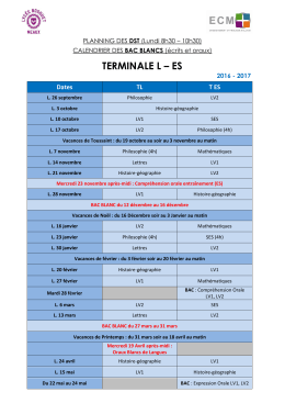 Planning DST TL et ES - Lycée Bossuet de Meaux