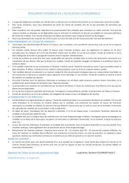 Règlement intérieur - autoecolelamembrolle.fr