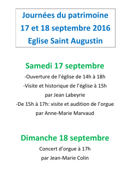 Journées du patrimoine - Eglise Catholique Saint Augustin Bordeaux