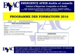 Programme des formations - Emergence Afrik Audits