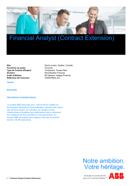 Financial Analyst (Contract Extension) Notre ambition. Votre