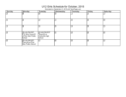 U12 Girls Schedule for October, 2015