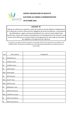 Liste électorale COLLEGE "B" - Centre Universitaire de Mayotte