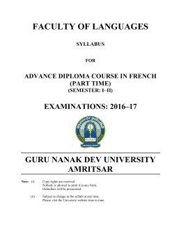 ADVANCE DIPLOMA COURSE IN FRENCH PT