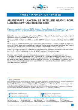 ARIANESPACE TO LAUNCH GSAT