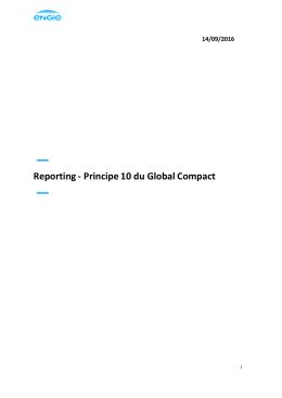 Reporting - Principe 10 du Global Compact