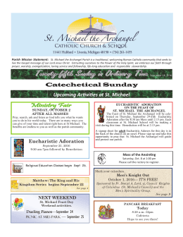 Upcoming Ac vi es at St. Michael Catechetical Sunday