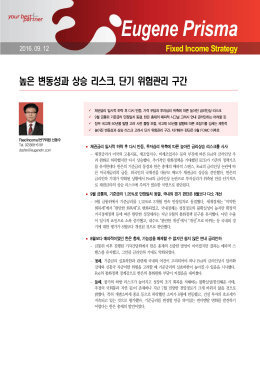 높은 변동성과 상승 리스크, 단기 위험관리 구간 2016/09/12 신동수