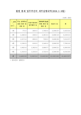 월별 총재 업무추진비 세부집행내역(2016.1~ 6월)