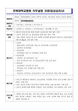 전북대학교병원 직무설명 자료(임상심리사)