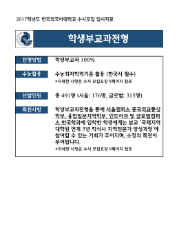 학생부교과전형 - 한국외국어대학교 입학안내