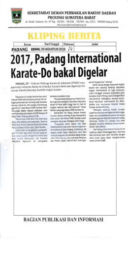 2017, Padang International Karate-Do bakal Digelar