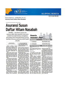 Bisnis Indonesia – 19/09/2016, hal. 22 Asuransi Susun Daftar Hitam