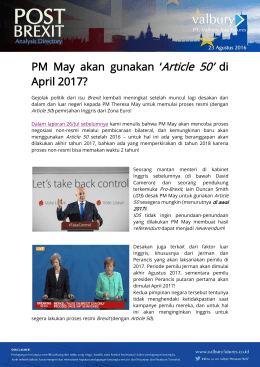 PM May Akan Gunakan `Article 50` di April 2017?