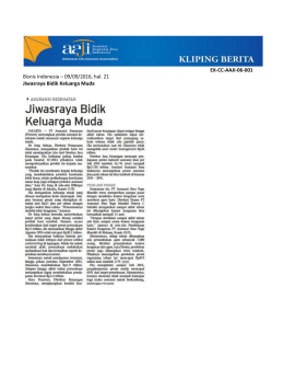 Bisnis Indonesia – 09/09/2016, hal. 21 Jiwasraya Bidik Keluarga