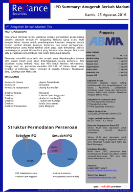 Anugerah Berkah Madani IPO Summary