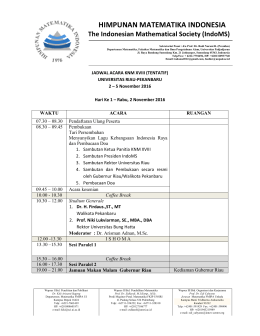 Jadwal Acara - Konferensi Nasional Matematika (KNM) Ke-18