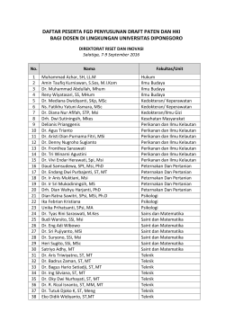 Daftar Peserta Kegiatan FGD Penyusunan Draft Paten dan HKI
