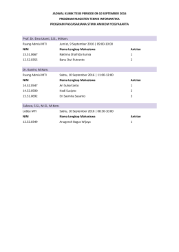 Jadwal Klinik Tesis - Mti