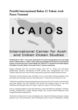 Peneliti Internasional Bahas 12 Tahun Aceh Pasca Tsunami