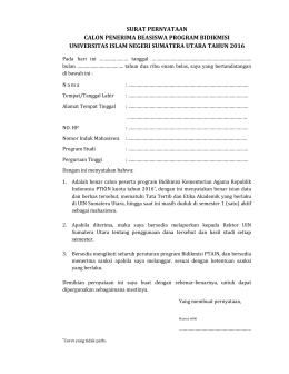Form Surat Pernyataan - PENDAFTARAN PROGRAM BIDIK MISI