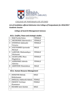 COLLEGE OF POSTGRADUATE STUDIES List of Candidates