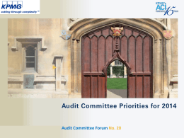 Audit Committee Priorities for 2014