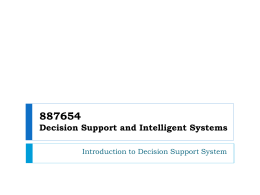 887654 Decision Support and Intelligent Systems