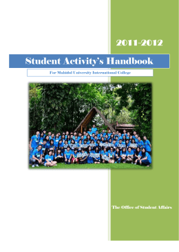 Student Activity`s Handbook - Mahidol University International College
