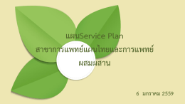 แผนService Plan สาขาการแพทย์แผนไทยและการแพทย์ ผสมผส