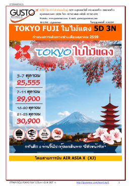 tokyo fuji ใบไม้แดง 5d 3n - บริษัททัวร์ กัสโต้ เวิลด์ ทัวร์