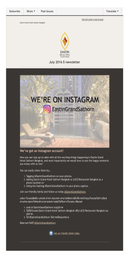 July 2016 E‐newsletter We`ve got an Instagram account!