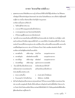 O-NET วิชาภาษาไทย ระดับชั้น ม.3