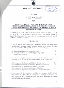V.K.M. Nr. 808, datë 3.10.2015 - Ministria e Arsimit dhe Sportit