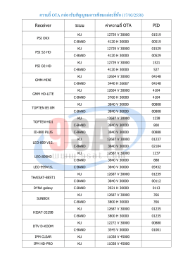 ความถี่ OTA กล่องรับสัญญาณดาวเทียมแต่ละยี่ห้อ (