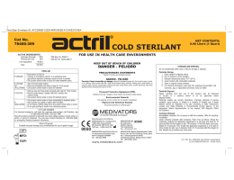 cold sterilant - Kelly Registration Systems