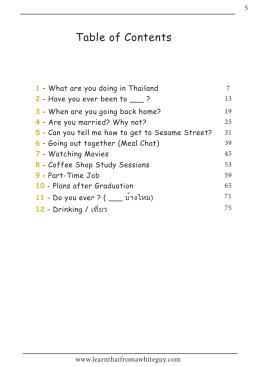 Table of Contents - Learn Thai From A White Guy