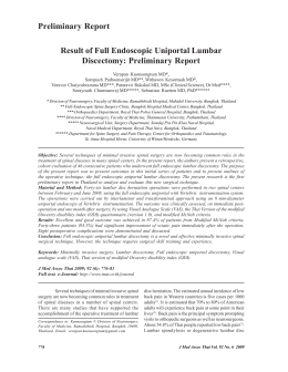 Result of Full Endoscopic Uniportal Lumbar Discectomy