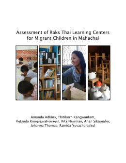 Assessment of Raks Thai Learning Centers for Migrant