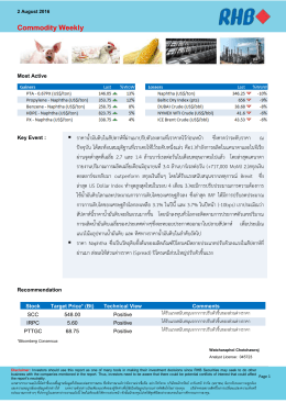 Commodity Weekly - บริษัทหลักทรัพย์ อาร์เอชบี โอเอสเค (ประเทศไทย