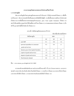 ภาวะการลงทุนโดยตรงจากแคนาดาในประเทศไทย ปี 2552 1. ภาวะเศรษฐกิจ