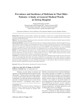 Prevalence and Incidence of Delirium in Thai Older Patients: A