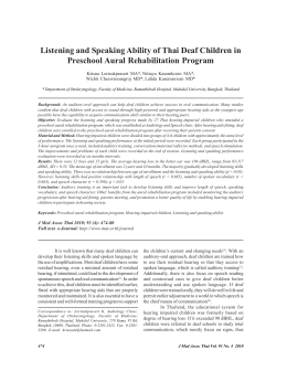 Listening and Speaking Ability of Thai Deaf Children