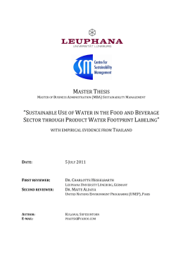 master thesis “sustainable use of water in the food and beverage