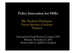 Policy Innovation for SMEs